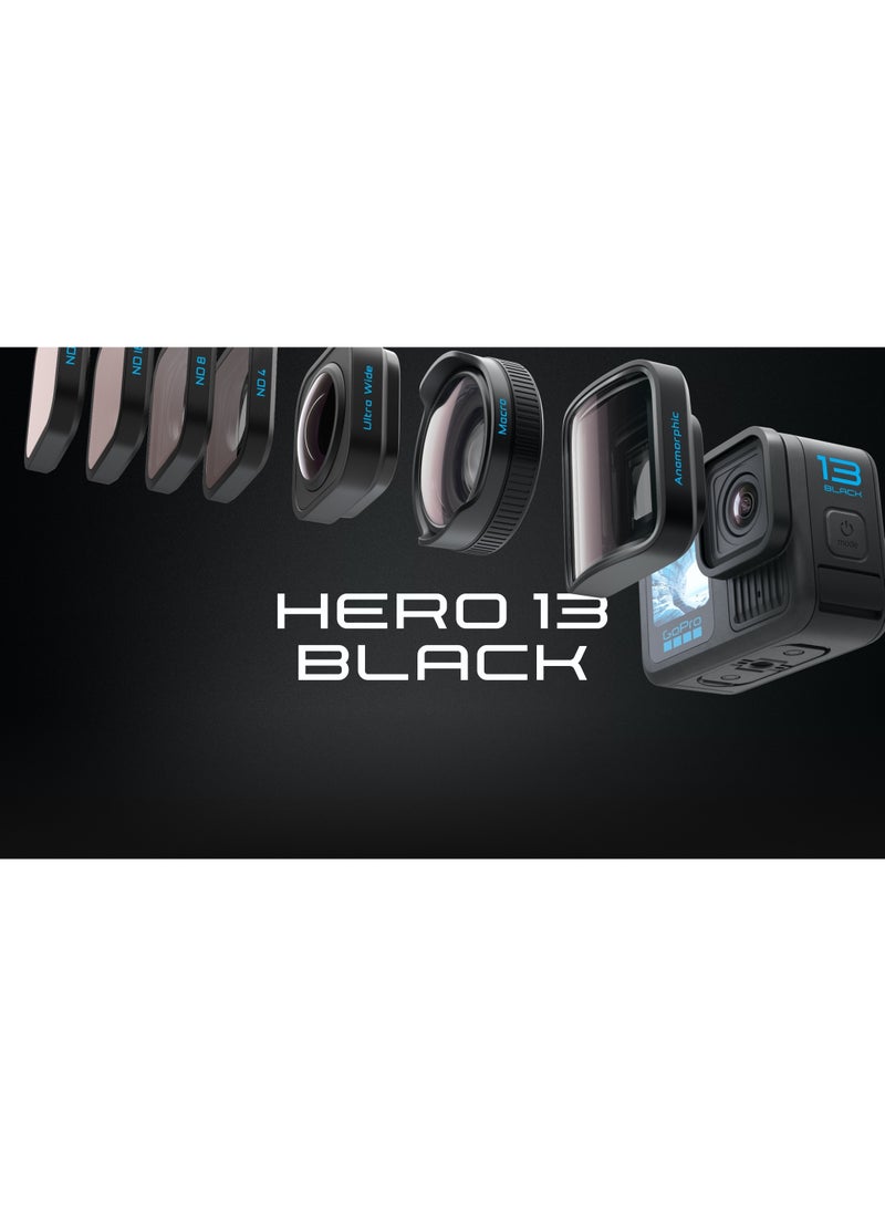 HERO13 Black - Waterproof Action Camera With 8x Slow-Motion Video, 27MP with Improved Performance, HDR, 1/1.9