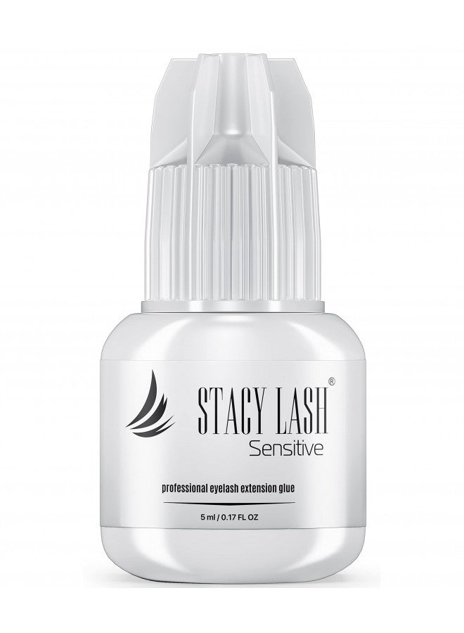 Sensitive Eyelash Extension Glue Stacy Lash 0.17Fl.Oz/5Ml /Low Fume/ 5-6 Sec Drying Time/Retention -5 Weeks/Black Adhesive For Individual Semi-Permanent Eyelash Extensions/Professional Supplies