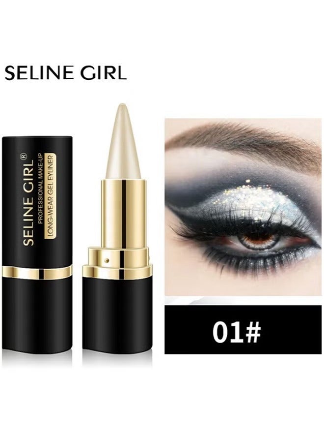 Smooth Gel Eyeliner-Black Eyeliner Pen Gel, Quick Drying Formula Eye Liner, Waterproof Smudge-Proof All Day Eyeliner Makeup, Long Lasting Create Statement Eye Look (01)