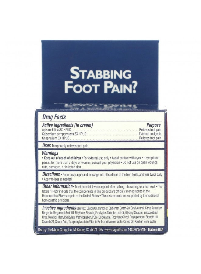 Magnilife Pain Relieving Foot Cream, All-Natural Moisturizing Foot Pain Relief With Beeswax And Eucalyptus To Soothe Soreness, Burning, Tingling, And Sensitivity - 4Oz