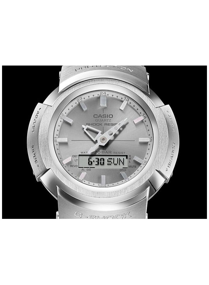 Analog+Digital Silver Stainless Steel Watch AWM-500D-1A8