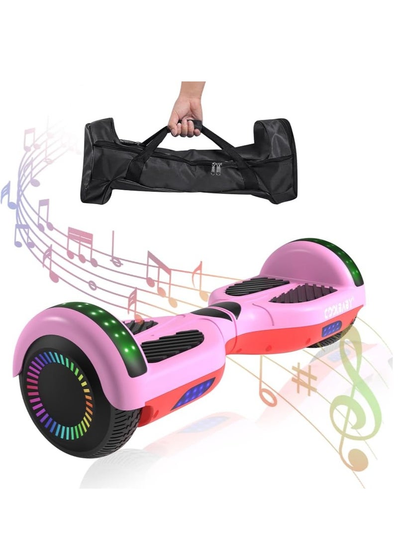 COOLBABY 6.5 Inch Smart Electric Scooter Self Balancing Scooter Lithium Battery Hoverboard Balance Scooter with Bluetooth Speaker and LED Light Wheels