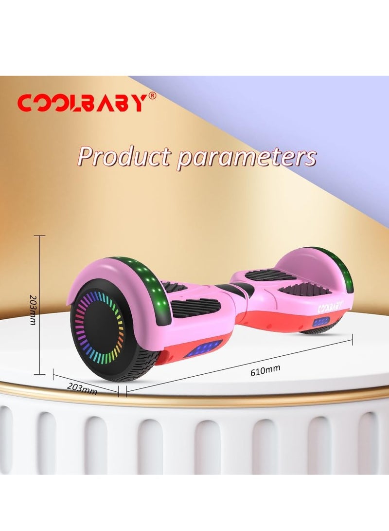 COOLBABY 6.5 Inch Smart Electric Scooter Self Balancing Scooter Lithium Battery Hoverboard Balance Scooter with Bluetooth Speaker and LED Light Wheels