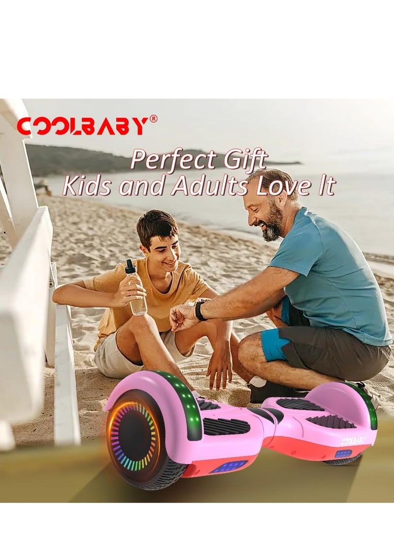 COOLBABY 6.5 Inch Smart Electric Scooter Self Balancing Scooter Lithium Battery Hoverboard Balance Scooter with Bluetooth Speaker and LED Light Wheels