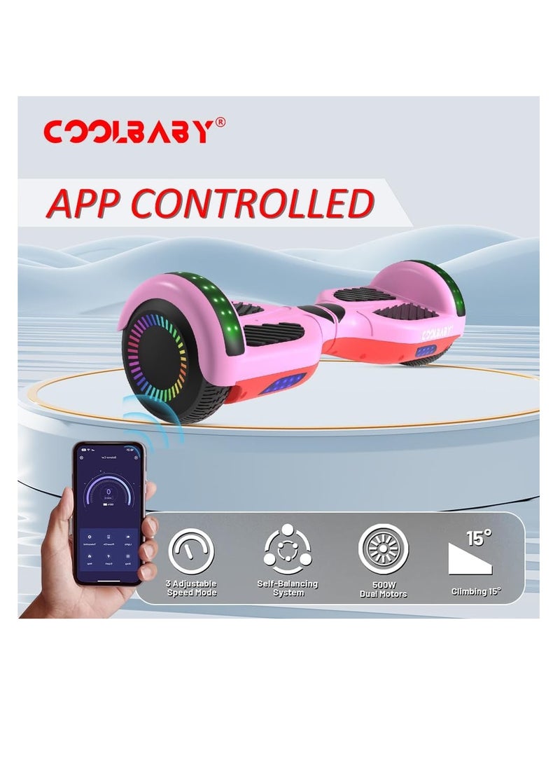 COOLBABY 6.5inch Smart Scooter 2 Wheels Self Scooter with Led Lights