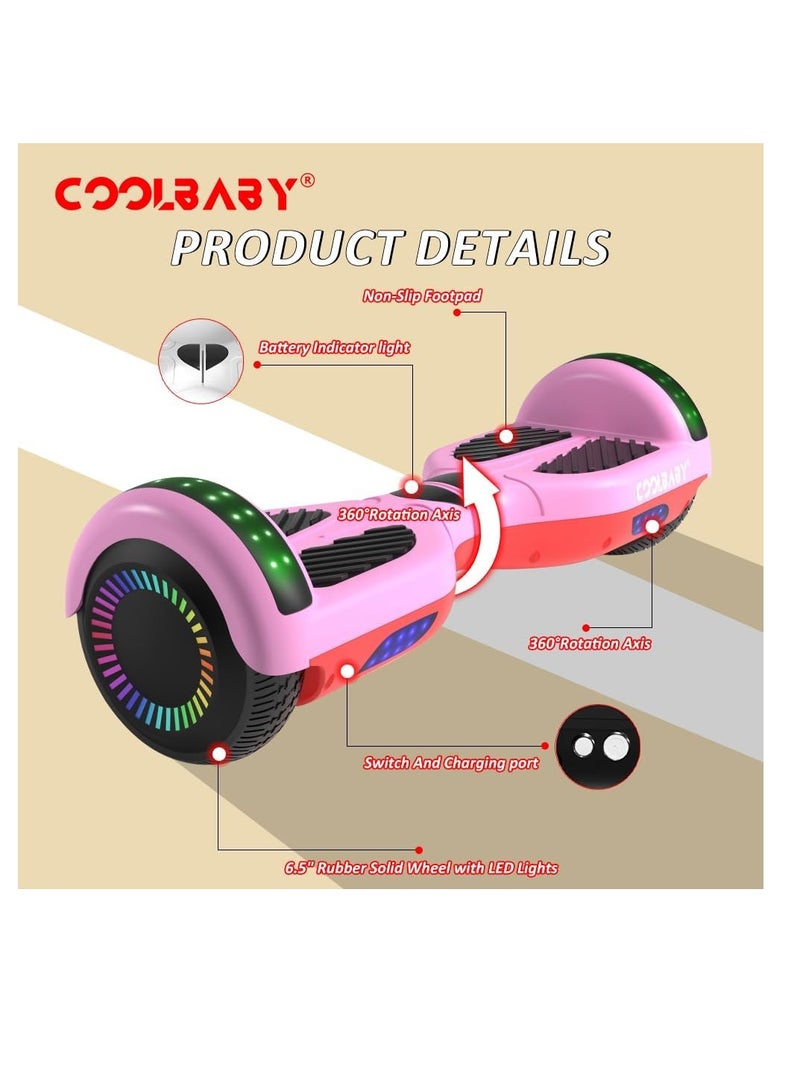 COOLBABY 6.5inch Smart Scooter 2 Wheels Self Scooter with Led Lights