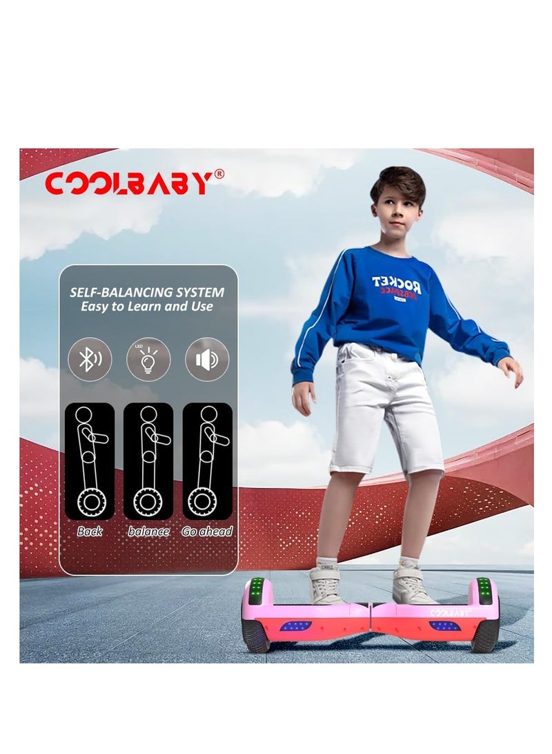 COOLBABY 6.5inch Smart Scooter 2 Wheels Self Scooter with Led Lights