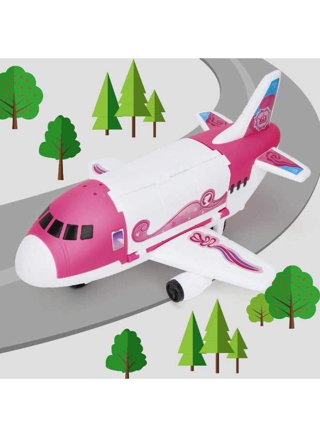 Airplane Toys Transport Cargo Play Set with Beauty Dresser Table, Pink Princess & Stickers, Helicopter Toy for Girls