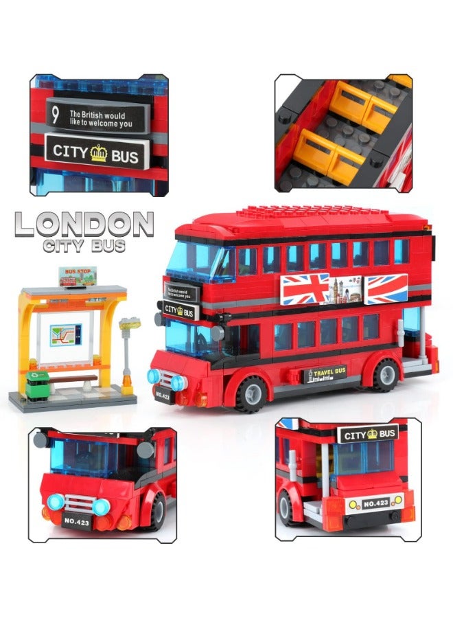 City London Bus Station Building Blocks Set | Double-Decker London Bus & Station | STEM Roleplay Bricks Toy Gift for Kids Ages 6-12