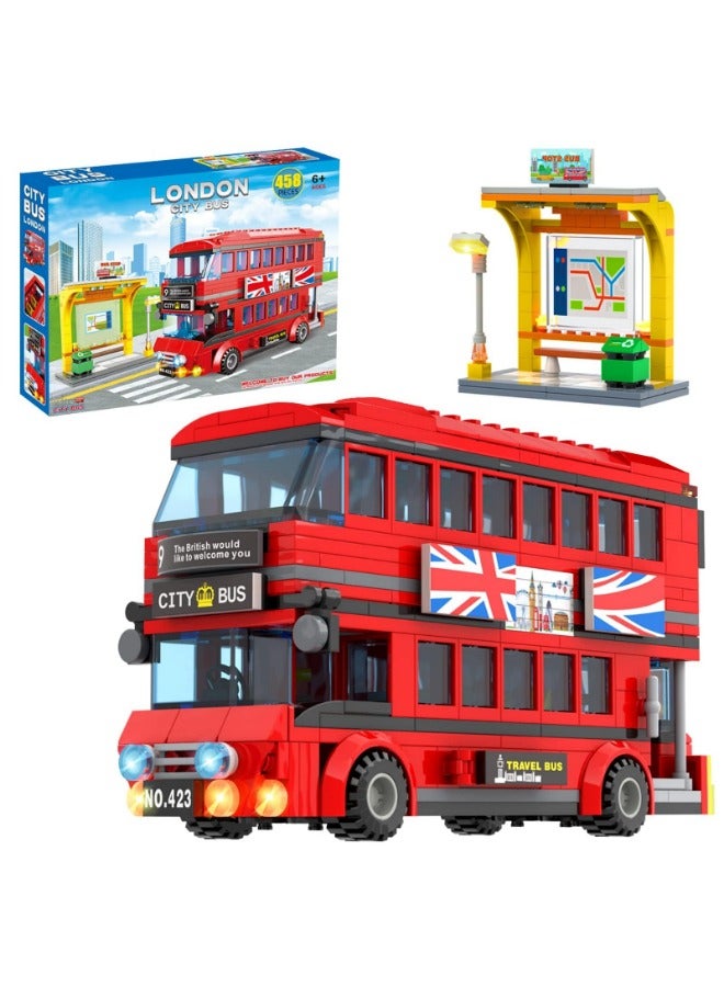 City London Bus Station Building Blocks Set | Double-Decker London Bus & Station | STEM Roleplay Bricks Toy Gift for Kids Ages 6-12