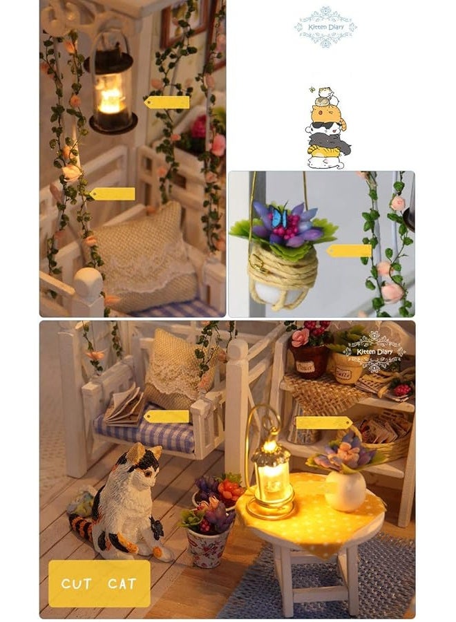 Kisoy Romantic and Cute Dollhouse Miniature DIY House Kit Creative Room Perfect DIY Gift for Friends,Lovers and Families(Kitty's Choice)