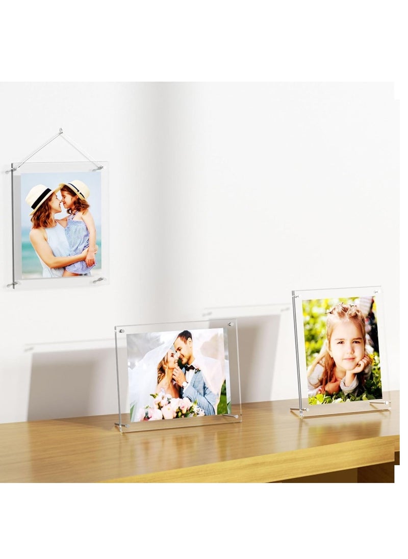 Acrylic Photo Frame with Stand 13*18CM Desktop Clear Acrylic Photo Frame Lossless Clarity Decorative Poster Frame Tabletop Display Desktop Frameless Postcard Display (1 Pack)