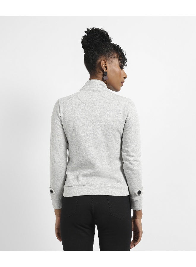 Women's Light Grey Pullover Hoodie With Kangaroo Pockets