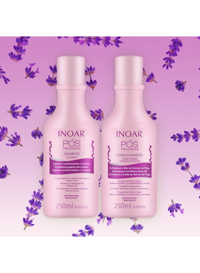 Inoar Professional - Pos Progress Shampoo And Conditioner - 2 Step Kit Designed To Be Used Between Keratin Treatments To Prolong Their Effectiveness ( 8.45 Ounces / 250 Milliliters )