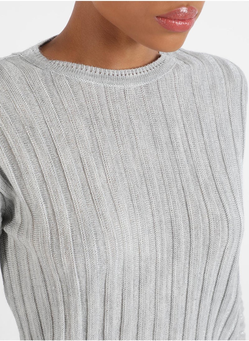 Campus Sutra Women's Ribbed Knit Sweater