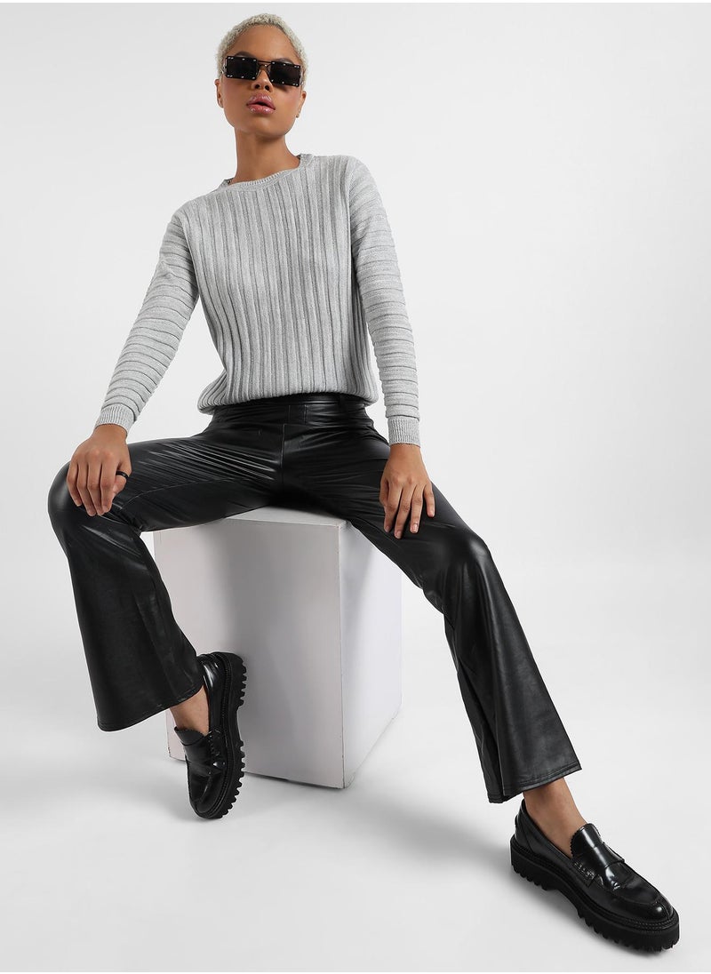 Campus Sutra Women's Ribbed Knit Sweater