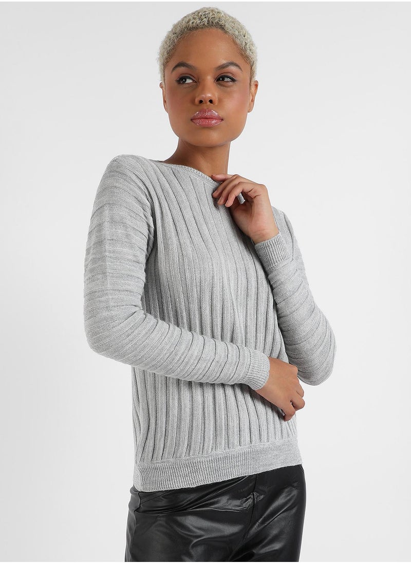 Campus Sutra Women's Ribbed Knit Sweater