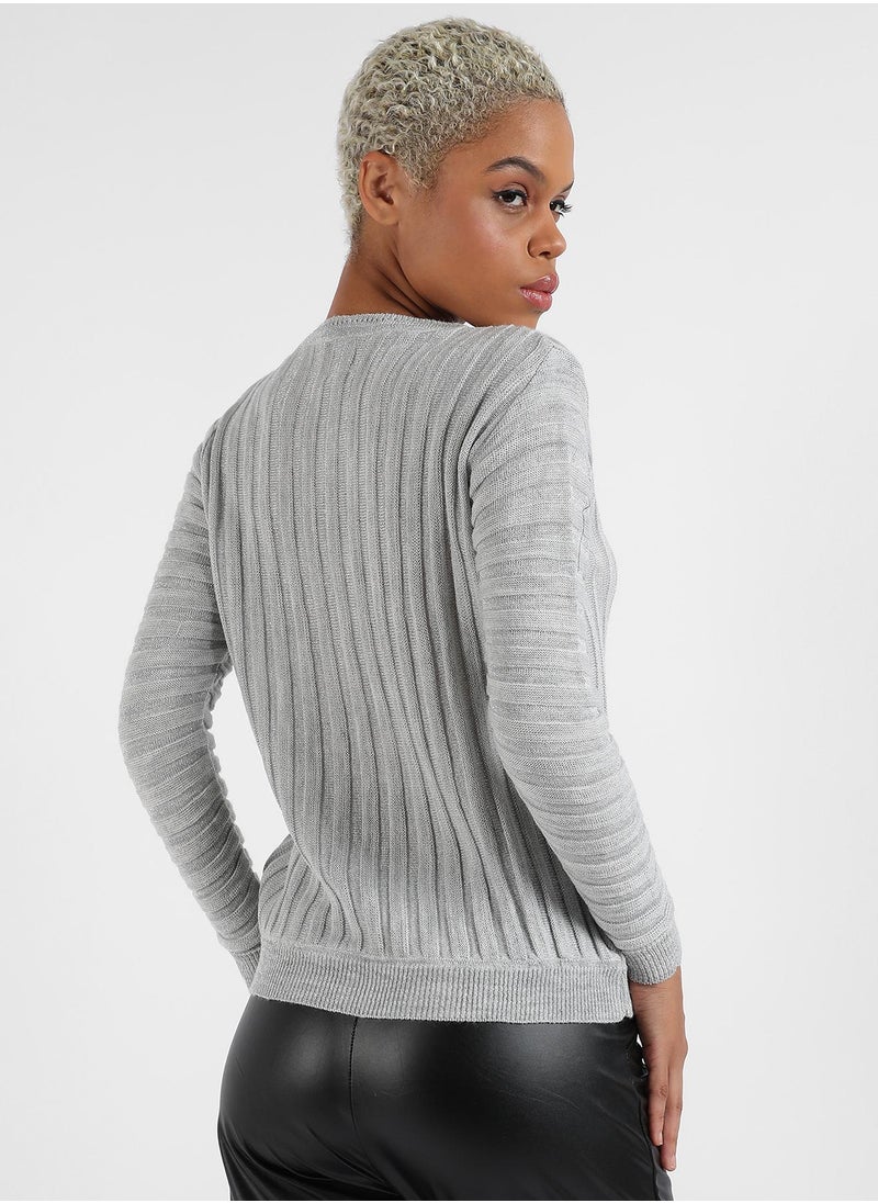 Campus Sutra Women's Ribbed Knit Sweater