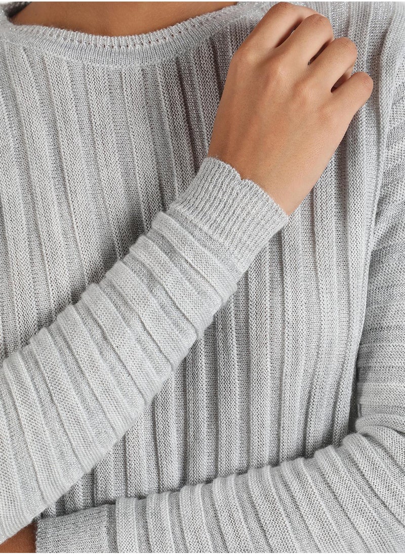 Campus Sutra Women's Ribbed Knit Sweater
