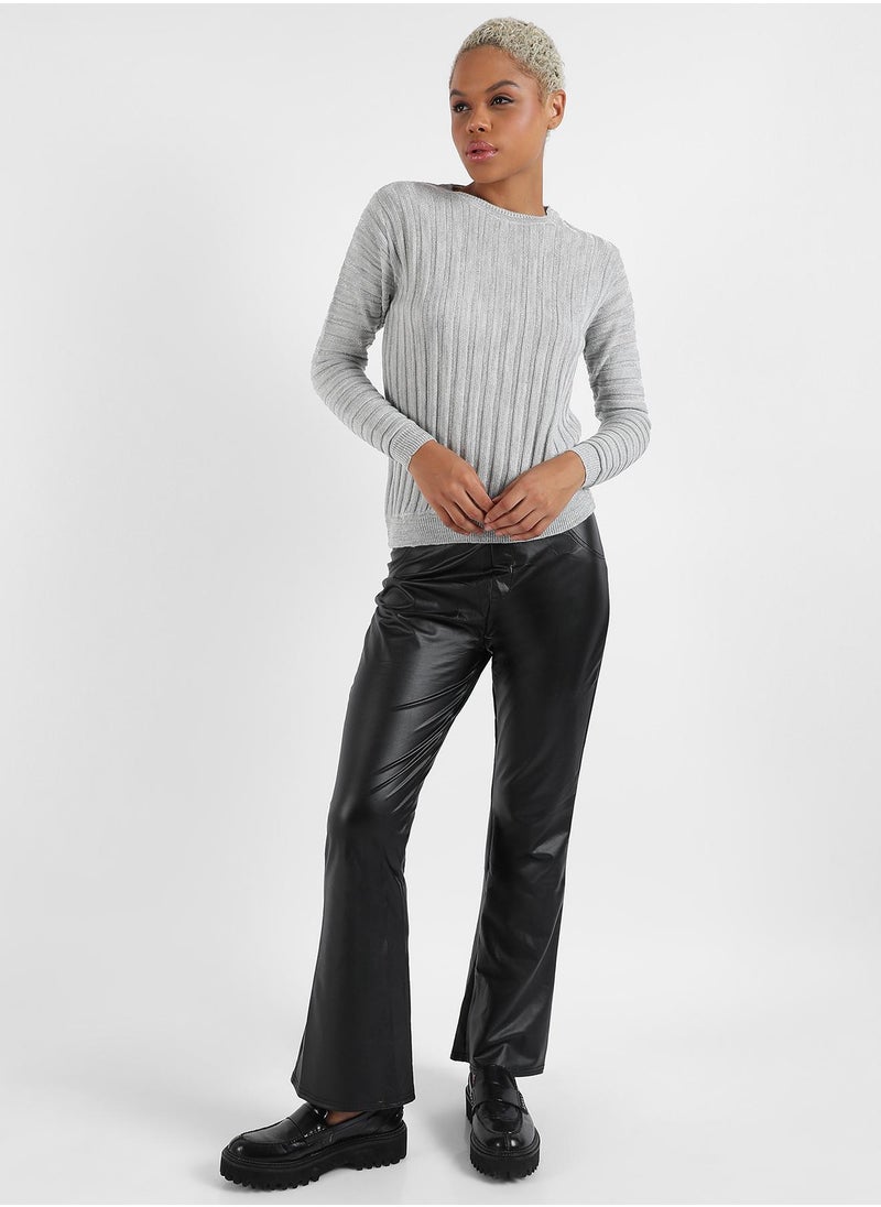 Campus Sutra Women's Ribbed Knit Sweater
