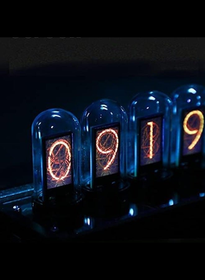 Nixie Tube IPS Vintage Digital Alarm Clock,6 Bit RGB Glow LCD Time Photo Display, 12 and 24 Hours Display,5V USB Creative Retro Desk Decoration Gift (Black)