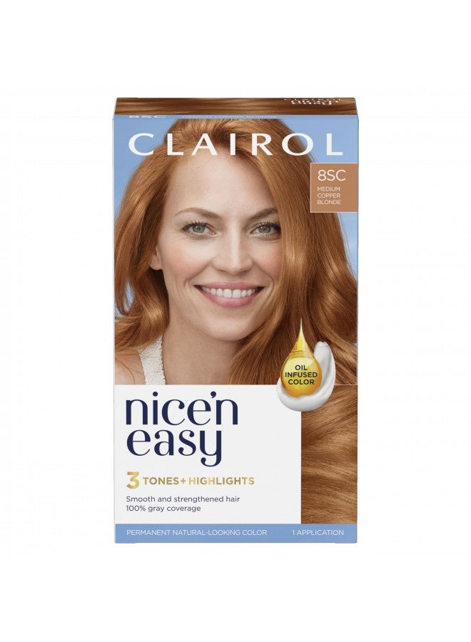 Clairol Nice'N Easy Permanent Hair Dye, 8Sc Medium Copper Blonde Hair Color, Pack Of 1