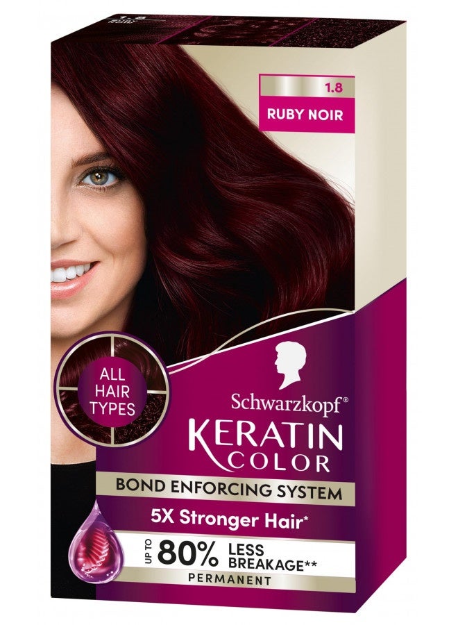 Schwarzkopf Keratin Color Permanent Hair Color Cream, 1.8 Ruby Noir