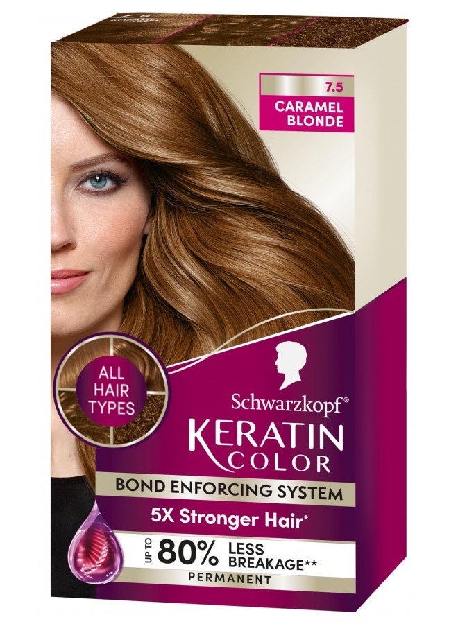 Schwarzkopf Keratin Color Permanent Hair Color Cream, 7.5 Caramel Blonde