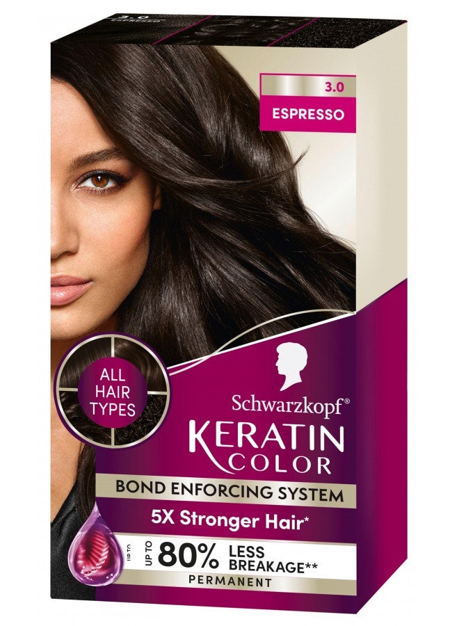 Schwarzkopf Keratin Color Permanent Hair Color Cream, 3.0 Espresso