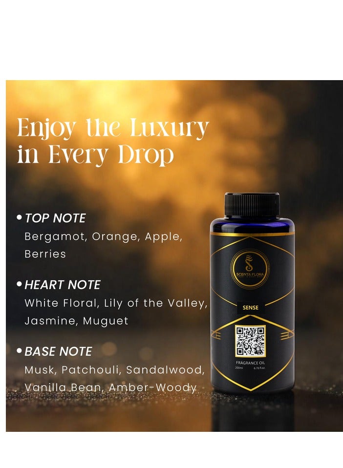 SENSE - Diffuser Aroma Oil - Refreshing, Floral, and Woody Fragrance for Scent Diffusers - Aromatherapy (200 ml)