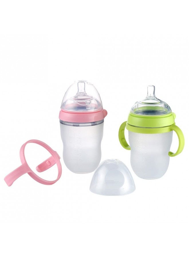 Bottle Handles Grip Compatible For Comotomo Baby Feeding Bottle (2 Count, Pink)