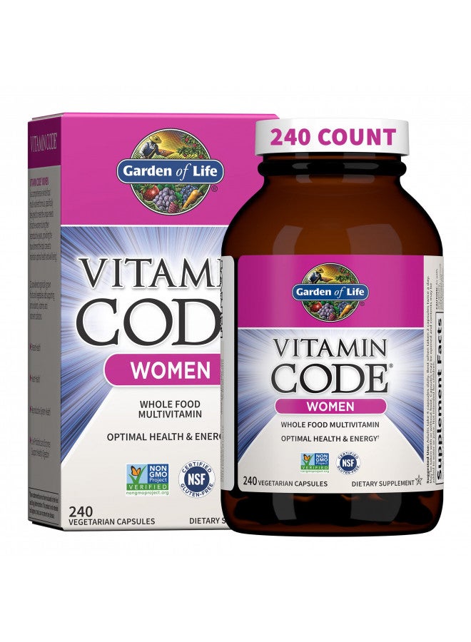 Garden of Life Multivitamin for Women, Vitamin Code Women's Multi - 240 Capsules, Whole Food Womens Multi, Vitamins, Iron, Folate not Folic Acid & Probiotics for Womens Energy, Vegetarian Supplements