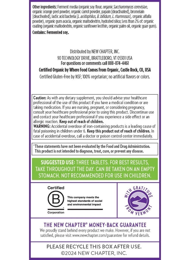 New Chapter Perfect Prenatal Vitamins,192ct, Organic Prenatal Vitamins, Non-GMO Ingredients for Healthy Baby & Mom - Folate (Methylfolate), Iron, Vitamin D3, Fermented with Whole Foods and Probiotics