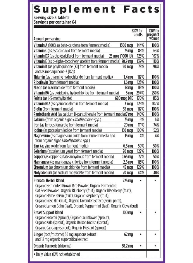 New Chapter Perfect Prenatal Vitamins,192ct, Organic Prenatal Vitamins, Non-GMO Ingredients for Healthy Baby & Mom - Folate (Methylfolate), Iron, Vitamin D3, Fermented with Whole Foods and Probiotics
