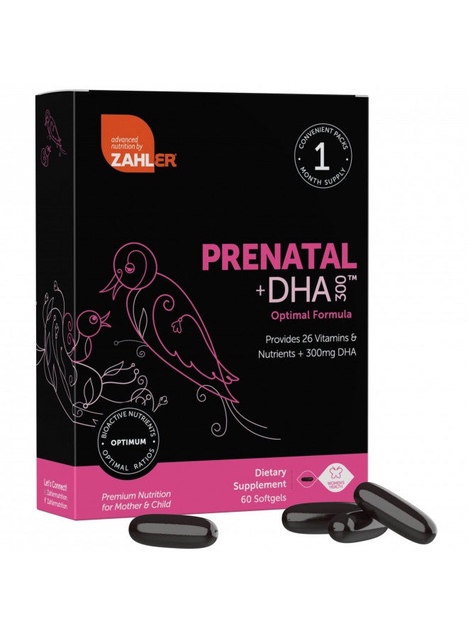 Zahler Prenatal Vitamin with DHA & Folate - DHA Supplements & Prenatal Multivitamin for Mother and Child - Kosher Prenatal DHA Prenatal Vitamins with Iron, Pre Natal Softgels 60 Count