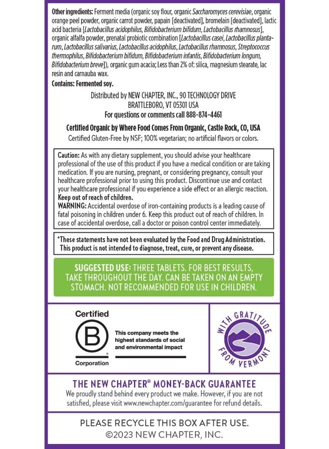 New Chapter Advanced Perfect Prenatal Vitamins - 96ct, Organic, Non-GMO Ingredients for Healthy Baby & Mom - Folate (Methylfolate), Iron, Vitamin D3, Fermented with Whole Foods and Probiotics