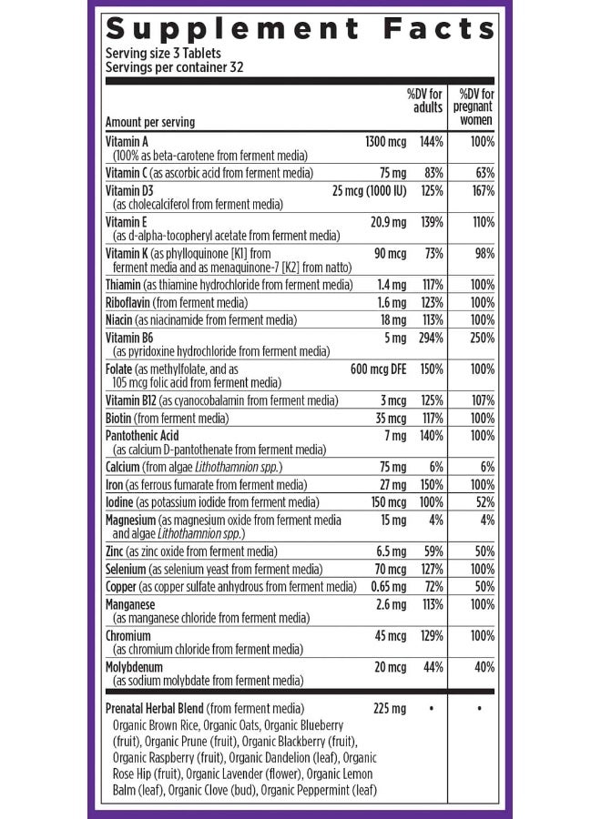 New Chapter Advanced Perfect Prenatal Vitamins - 96ct, Organic, Non-GMO Ingredients for Healthy Baby & Mom - Folate (Methylfolate), Iron, Vitamin D3, Fermented with Whole Foods and Probiotics