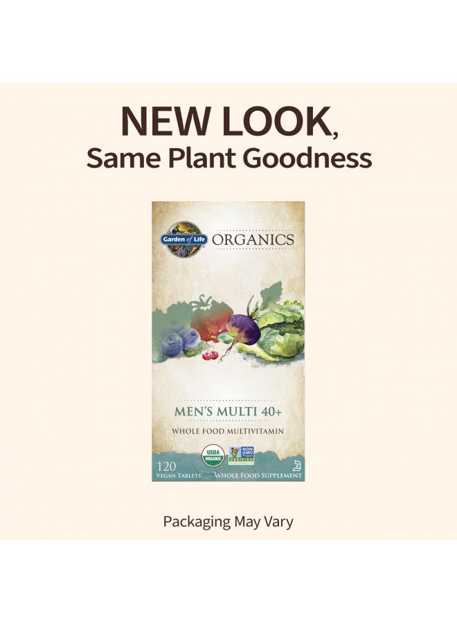 Garden of Life mykind Organics Whole Food Multivitamin for Men 40+ 120 Tablets, Vegan Mens Multi for Health & Well-Being Certified Organic Whole Food Vitamins & Minerals for Men Over 40 Mens Vitamins