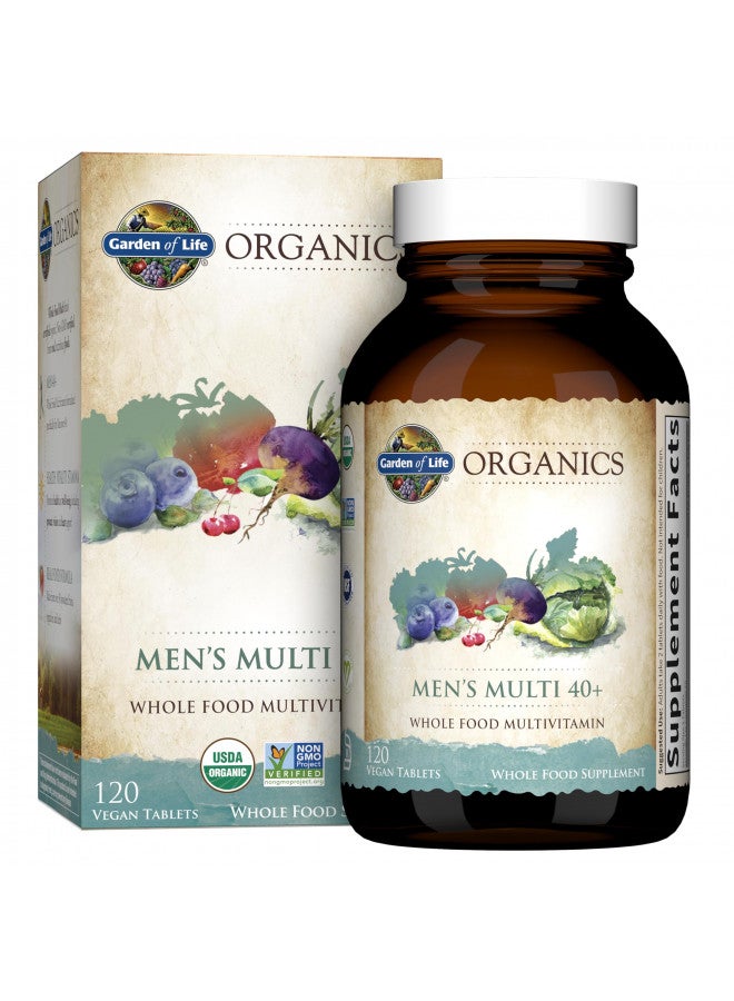 Garden of Life mykind Organics Whole Food Multivitamin for Men 40+ 120 Tablets, Vegan Mens Multi for Health & Well-Being Certified Organic Whole Food Vitamins & Minerals for Men Over 40 Mens Vitamins