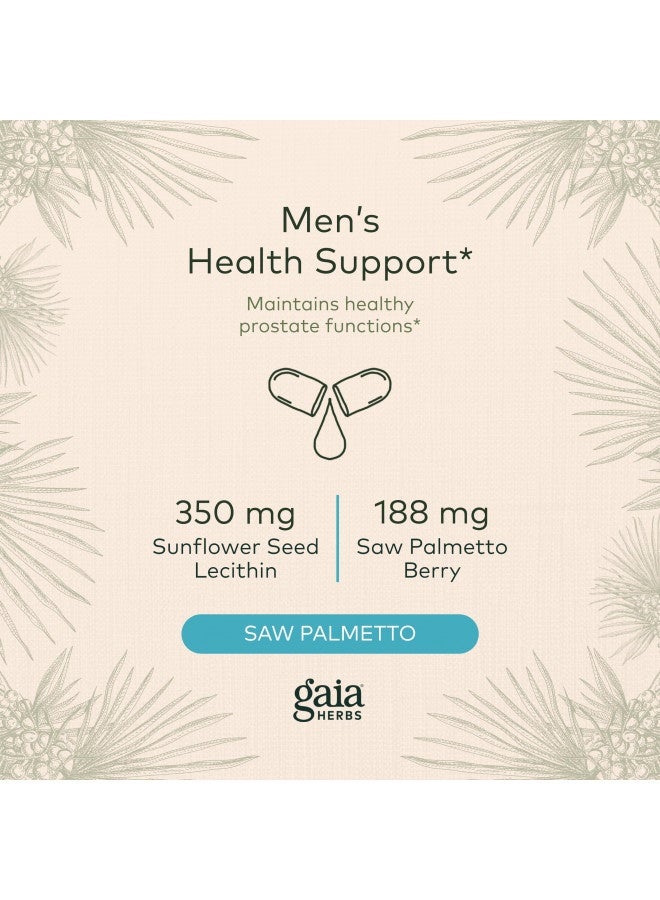 Gaia Herbs Saw Palmetto - Supports Healthy Prostate Function for Men - Contains Saw Palmetto and Sunflower Seed Lecithin to Support Mens Health - 60 Vegan Liquid Phyto-Capsules (30-Day Supply)