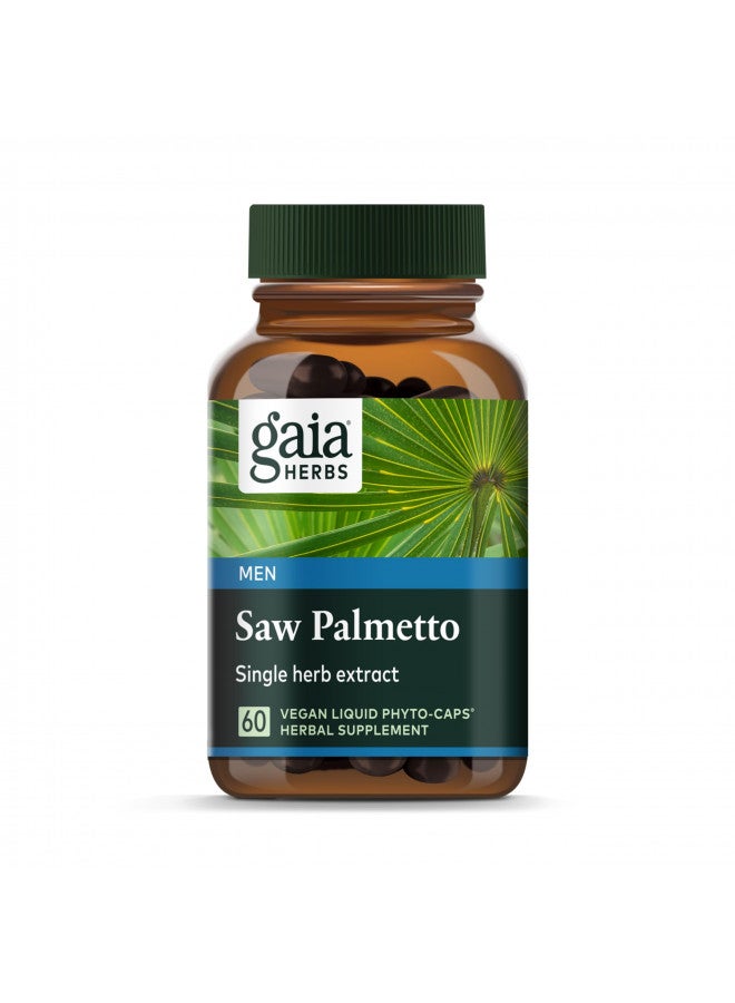 Gaia Herbs Saw Palmetto - Supports Healthy Prostate Function for Men - Contains Saw Palmetto and Sunflower Seed Lecithin to Support Mens Health - 60 Vegan Liquid Phyto-Capsules (30-Day Supply)