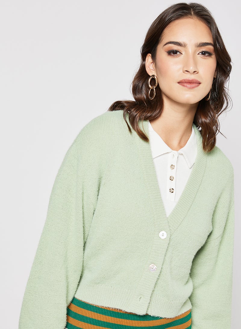 Button Down Cardigan Green