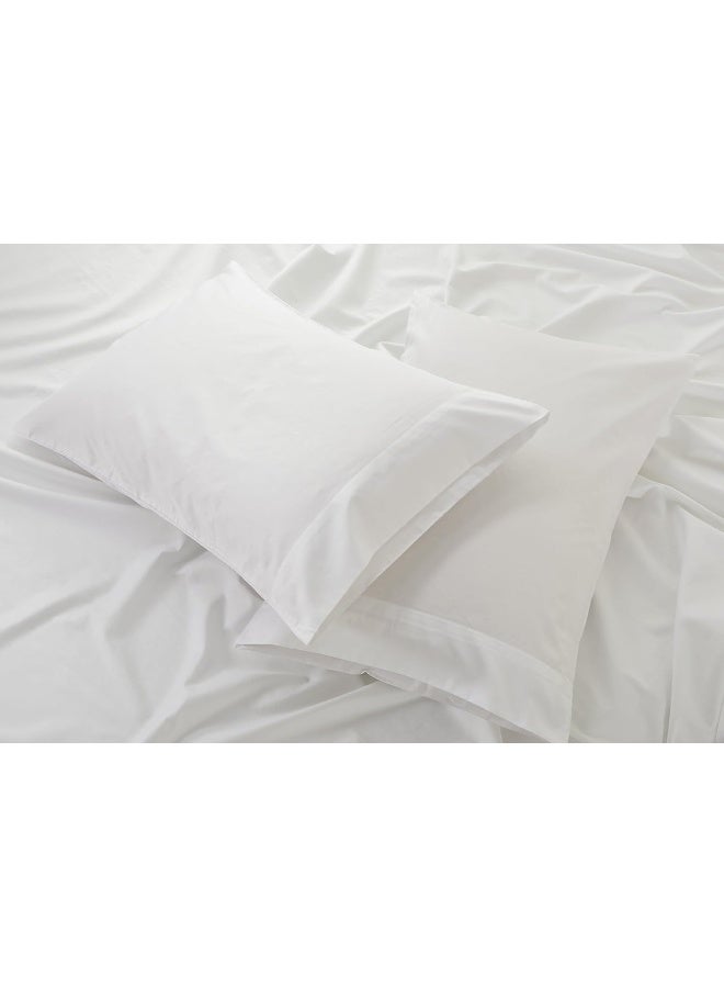 100% Cotton 80X80S/400Tc Luxury Bed Sheet Set With 1 Flat Sheet, 1 Fitted Sheet, 1 Pillowcase (White, Single 3Pieces)