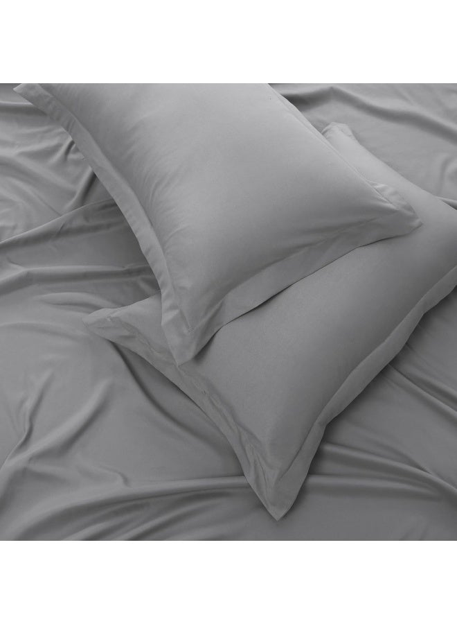 Bedding Duvet Cover Queen Size Set- 1Pieces Duvet Cover 220X220Cm / 2Pieces-Pillow Shams 50X75Cm (Light Grey, Queen)