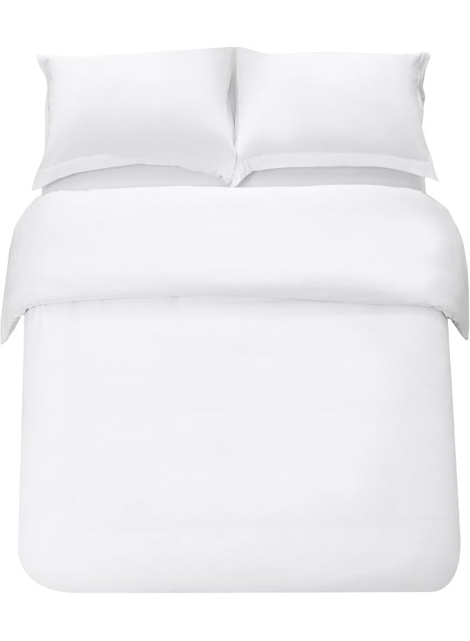 Bedding Duvet Cover Queen Size Set- 1Pieces Duvet Cover 220X220Cm / 2Pieces-Pillow Shams 50X75Cm (White, Queen)