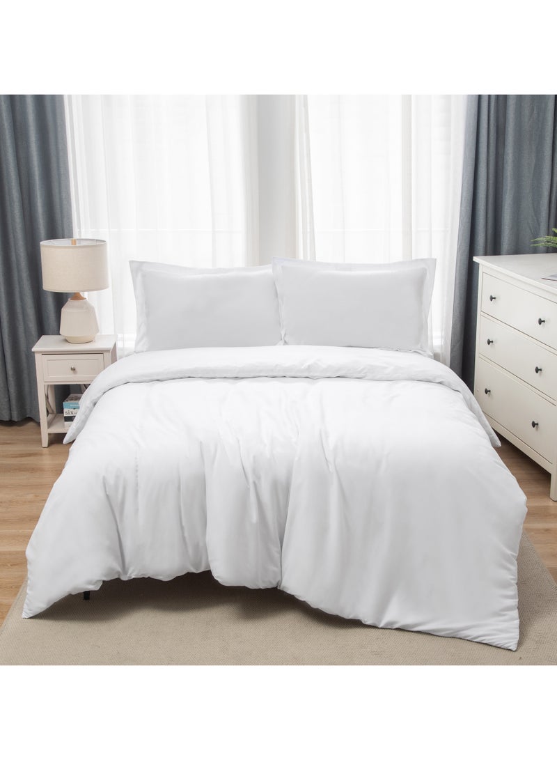 Panax Bedding Duvet Cover King Size Set- 1PC Duvet Cover 260x220CM / 2PC-Pillow Shams 50x90CM (White, King)