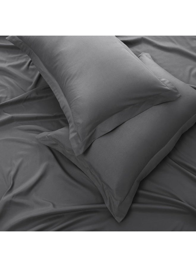 Bedding Duvet Cover Queen Size Set- 1Pieces Duvet Cover 220X220Cm / 2Pieces-Pillow Shams 50X75Cm (Dark Grey, Queen)