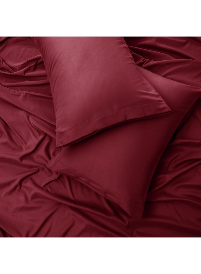 Bedding Super King Bed Sheets Set -4 Piece Bedding - Brushed Microfiber And Fade Resistant -Easy Care (Burgandy, Super King)