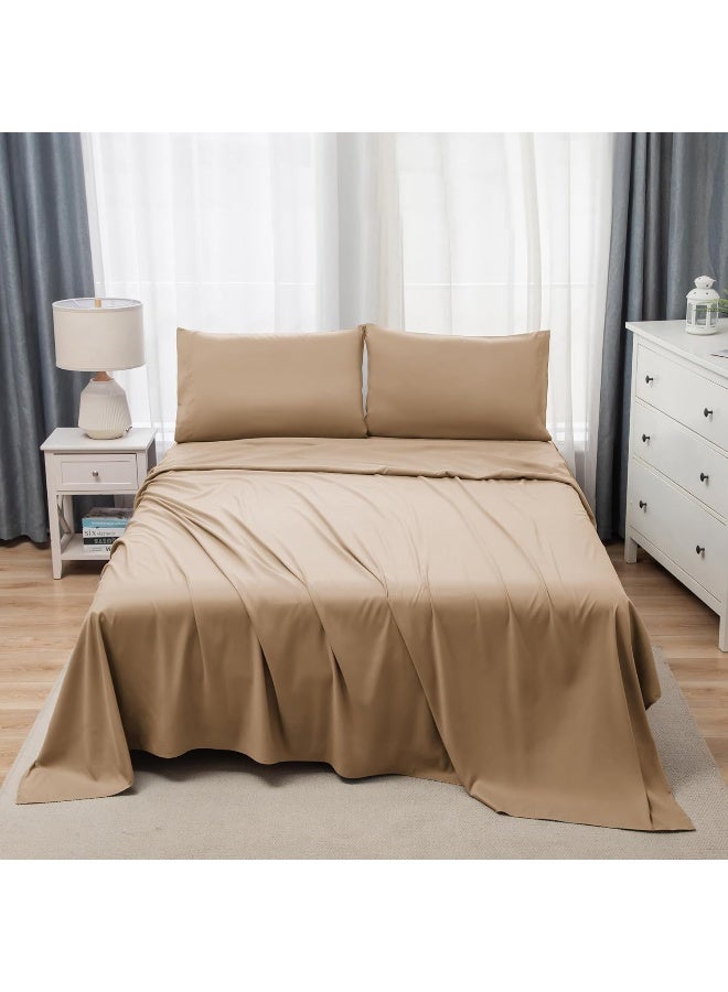 Bedding Super King Bed Sheets Set -4 Piece Bedding - Brushed Microfiber And Fade Resistant -Easy Care (Coffee, Super King)