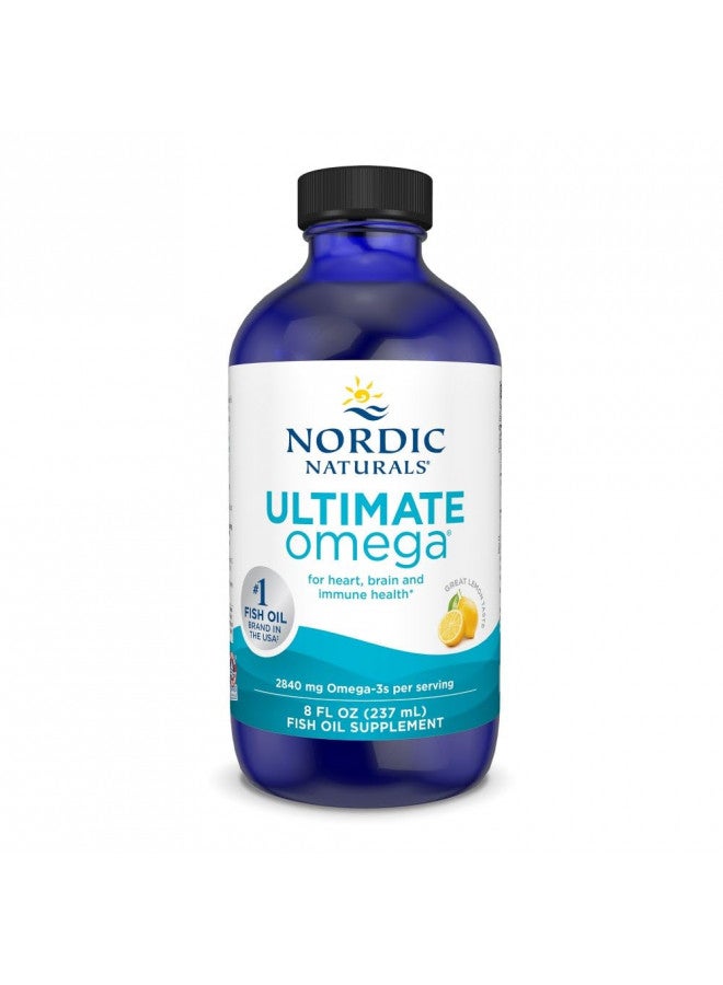 Nordic Naturals Ultimate Omega Liquid, Lemon Flavor - 8 oz - 2840 mg Omega-3 - High-Potency Omega-3 Fish Oil Supplement with EPA & DHA - Promotes Brain & Heart Health - Non-GMO - 48 Servings